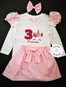 Unicorn Birthday Skirt Outfit 0m -5 years