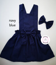 Load image into Gallery viewer, Plain Pinafore Dress and Hairbow 0m - 10 years