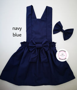 Plain Pinafore Dress and Hairbow 0m - 10 years