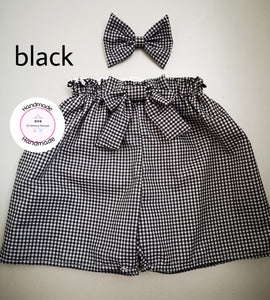 Gingham Short and Hairbow 0m - 10 years