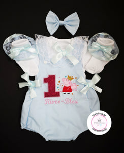Peppa Birthday Romper Outfit 0m - 24 months