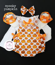 Load image into Gallery viewer, Girls Halloween Romper Outfit 0m-24 months