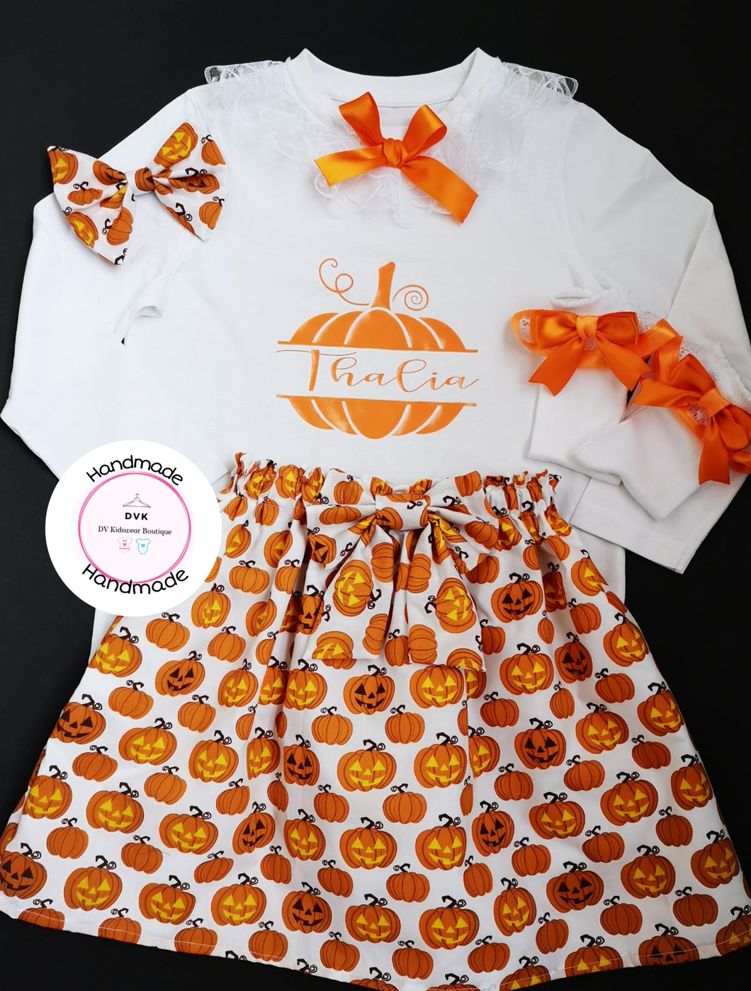 Spooky Pumpkin Personalised Whole Outfit Newborn -5 years