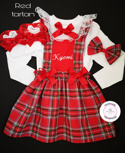 Christmas Personalised Red Tartan Dress Outfit 0M -5 years