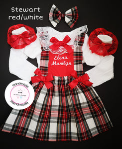 Christmas Personalised Tartan Outfit 0M -10 years