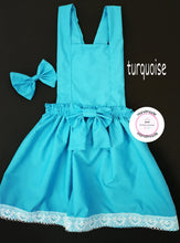 Load image into Gallery viewer, Plain Pinafore Dress and Hairbow 0m - 10 years