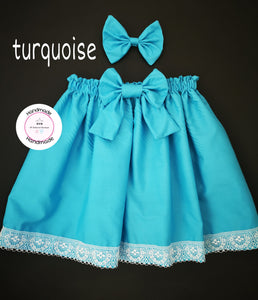 Plain Skirt and Hairbow Newborn - 10 years