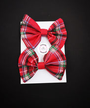 Load image into Gallery viewer, Christmas Pigtail Bow 2 piece 3.5 inch