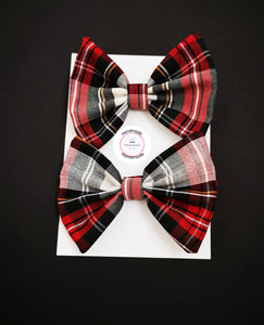 Christmas Pigtail Bow 2 piece 3.5 inch