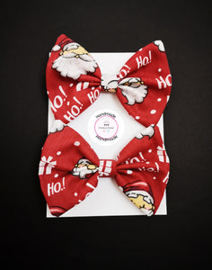 Christmas Pigtail Bow 2 piece 3.5 inch