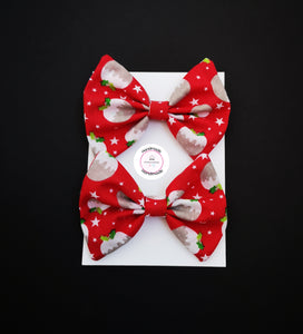 Christmas Pigtail Bow 2 piece 3.5 inch