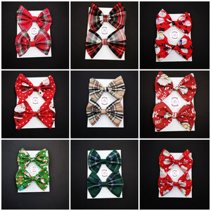 Christmas Pigtail Bow 2 piece 3.5 inch