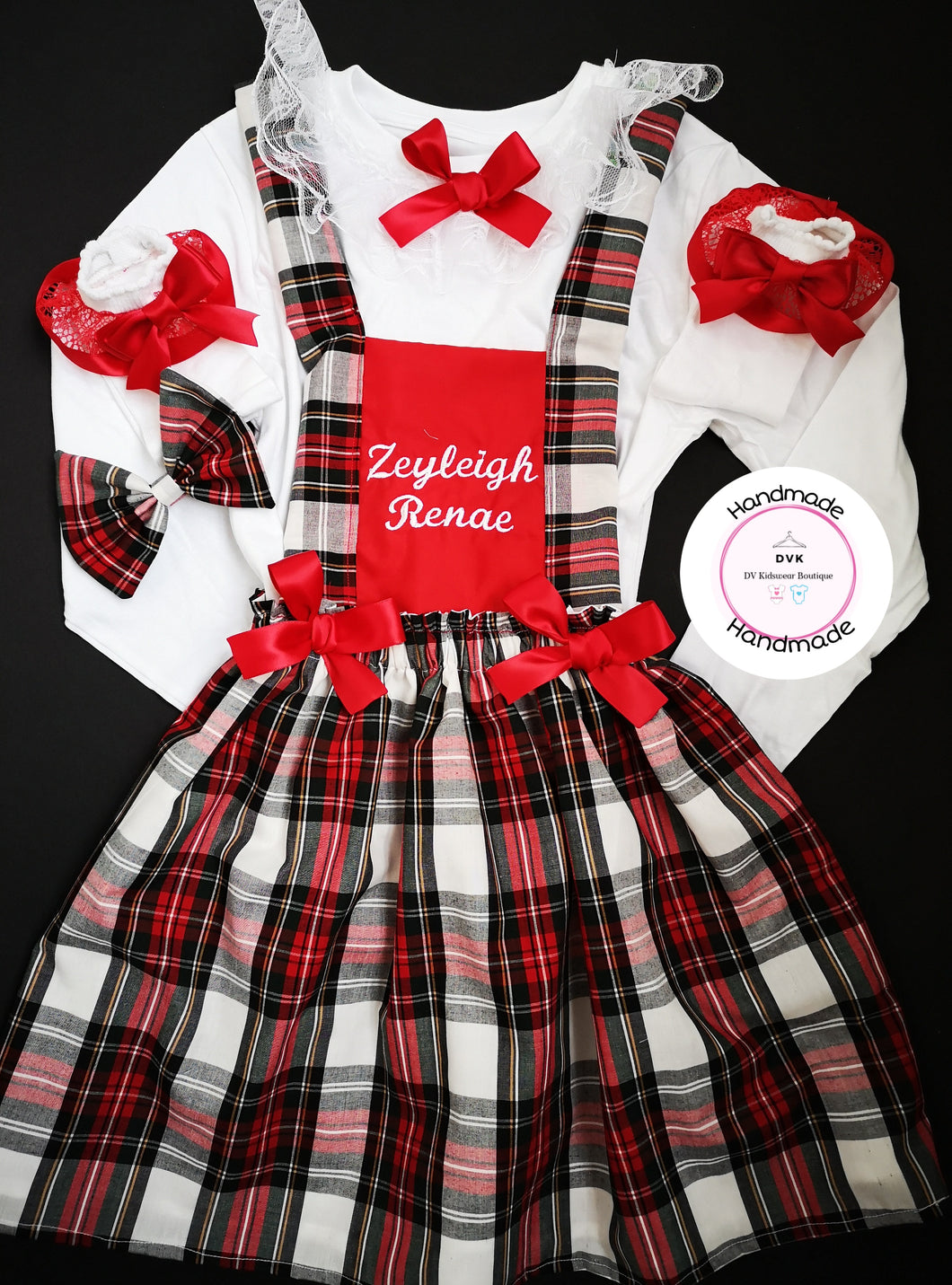 Christmas Personalised Tartan Outfit 0M -10 years