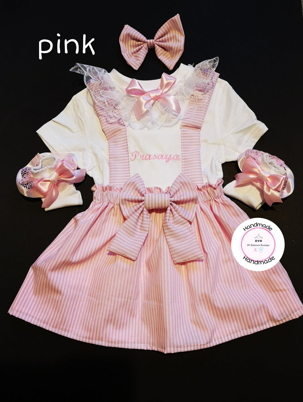 Stripe Pinafore Dress Personalised Outfit 0m -10 years