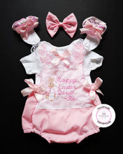 Load image into Gallery viewer, Flopsy Bunny Easter Two-Tone Romper Outfit  0m - 24 months