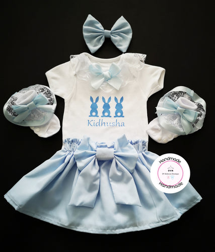 Three Bunnies Skirt Whole Outfit Newborn -10 years