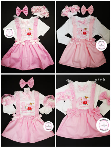 Peppa Inspired Dress Birthday Whole Outfit Newborn-5 years