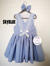 Load image into Gallery viewer, Gingham Pinafore  Dress and Hairbow 1 year - 10 years